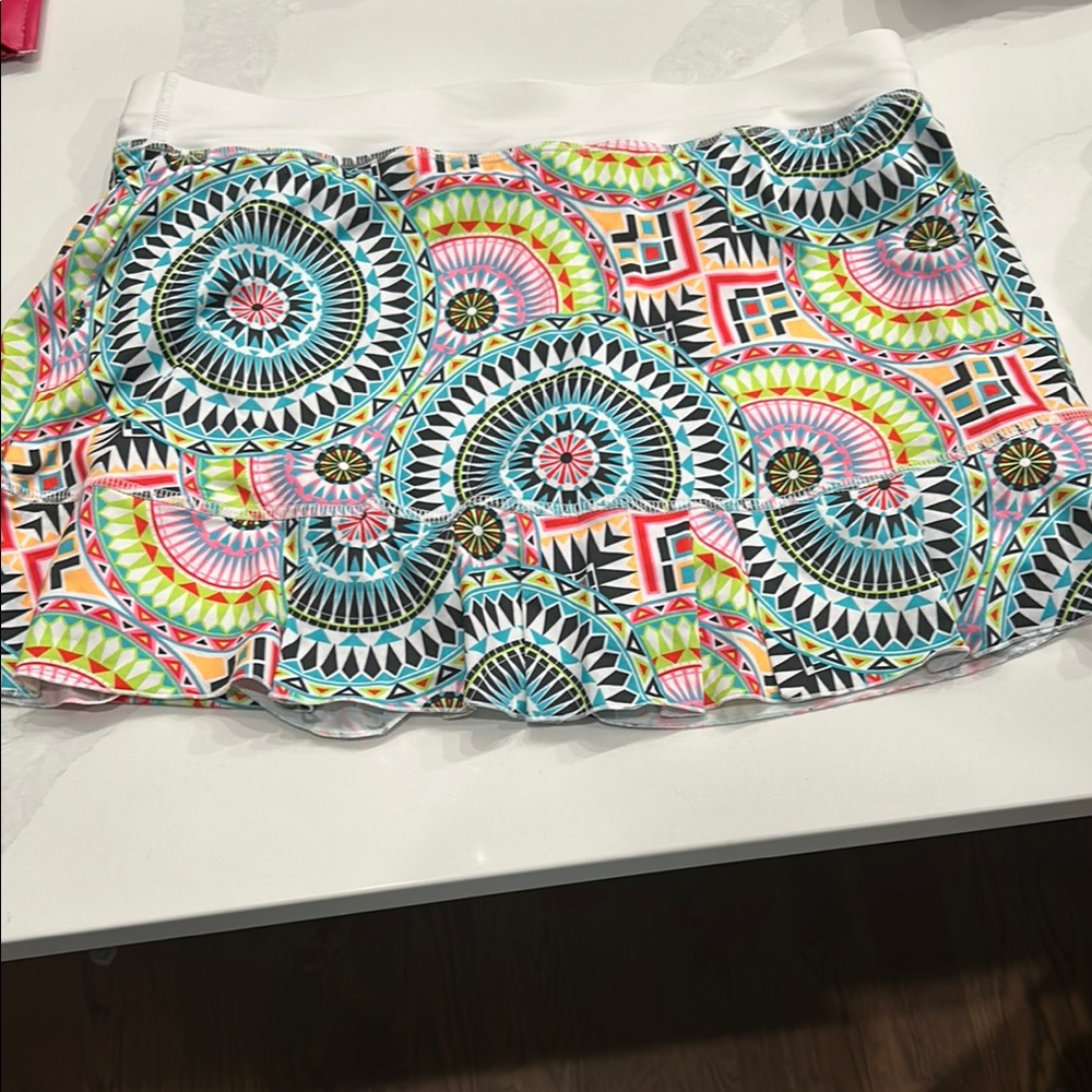 Sofibella Colorful Geometric Mini Tennis Skort